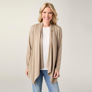 Soft Landing Cardigan with Button Closure - Taupe