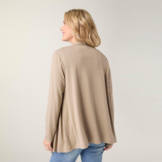 Soft Landing Cardigan with Button Closure - Taupe