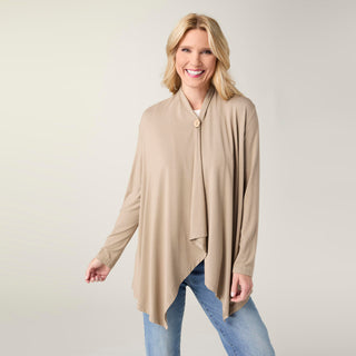 Soft Landing Cardigan with Button Closure - Taupe