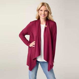 Soft Landing Cardigan with Button Closure - Rich Wine