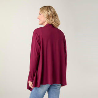 Soft Landing Cardigan with Button Closure - Rich Wine