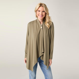 Soft Landing Cardigan with Button Closure - Dusty Olive