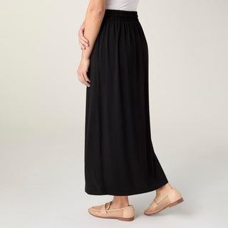 Soft Landing Tie Front Skirt with Pockets - Black