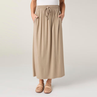 Soft Landing Tie Front Skirt with Pockets - Taupe