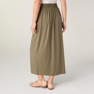 Soft Landing Tie Front Skirt with Pockets - Dusty Olive