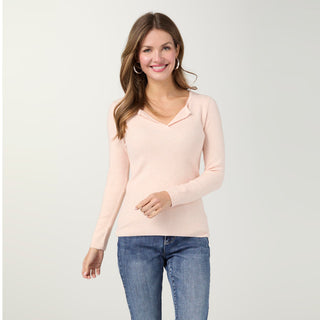 Kamryn V-Neck Rib Knit Top - Dusty Rose