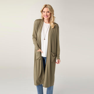 Soft Landing Long Sleeve Cardigan - Dusty Olive
