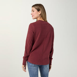 Alexis Super Soft Top with Snap Cuff - Rich Wine