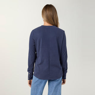 Alexis Super Soft Top with Snap Cuff - Navy