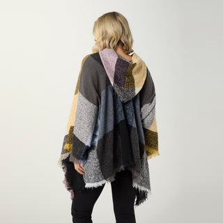 Copacabana Hooded Poncho - Amber Gold/Plum/Grey