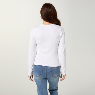 Ultra-Lush Seamless Ribbed Crew Neck Top - White