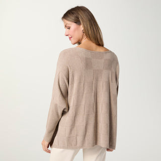 Lightweight Heavenly-Luxe Textured Knit Poncho - Beige Heather
