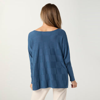Lightweight Heavenly-Luxe Textured Knit Poncho - Stellar Blue