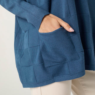 Lightweight Heavenly-Luxe Textured Knit Poncho - Stellar Blue