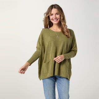 Lightweight Heavenly-Luxe Textured Knit Poncho - Army Green