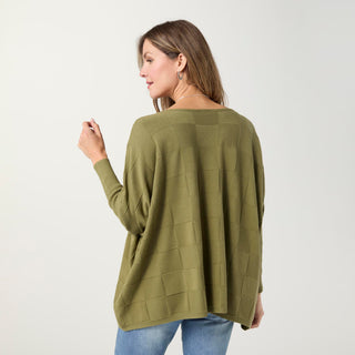 Lightweight Heavenly-Luxe Textured Knit Poncho - Army Green