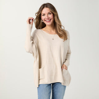 Lightweight Heavenly-Luxe Textured Knit Poncho - Oatmeal