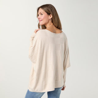 Lightweight Heavenly-Luxe Textured Knit Poncho - Oatmeal