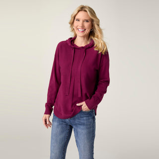 Lightweight Heavenly-Luxe Hooded Sweater - Rich Wine