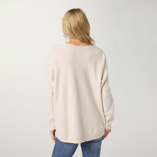 Heavenly-Luxe Cable Knit Detail Dolman Sweater - Oatmeal