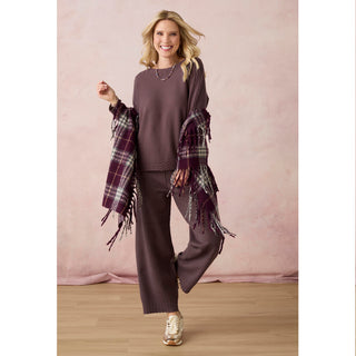 Heavenly-Luxe Cable Knit Detail Dolman Sweater - French Roast