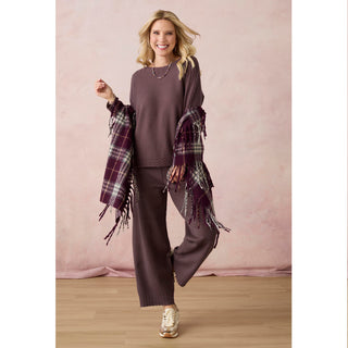 Heavenly-Luxe Cable Knit Detail Pant - French Roast
