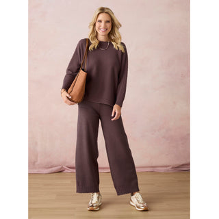Heavenly-Luxe Cable Knit Detail Pant - French Roast
