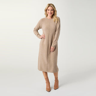 Heavenly-Luxe Cable Knit Detail Dress - Beige Heather