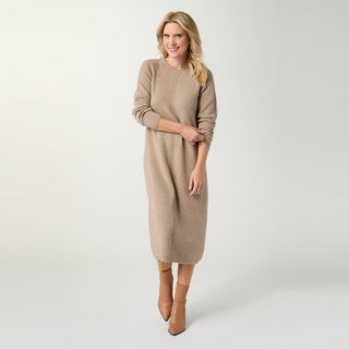 Heavenly-Luxe Cable Knit Detail Dress - Beige Heather