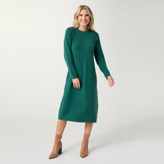 Heavenly-Luxe Cable Knit Detail Dress - Transformative Teal