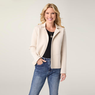 Heavenly-Luxe Notch Collar Cardigan - Oatmeal