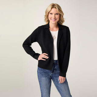 Heavenly-Luxe Notch Collar Cardigan - Black