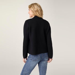 Heavenly-Luxe Notch Collar Cardigan - Black