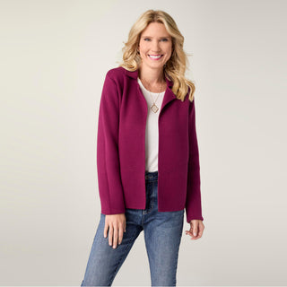 Heavenly-Luxe Notch Collar Cardigan - Rich Wine