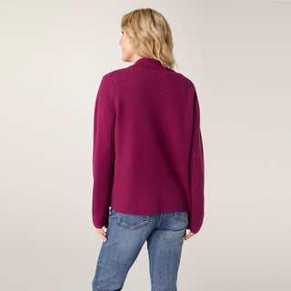 Heavenly-Luxe Notch Collar Cardigan - Rich Wine