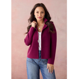 Heavenly-Luxe Notch Collar Cardigan - Rich Wine