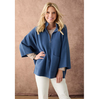 Heavenly-Luxe Zip Cardigan with Pockets - Stellar Blue