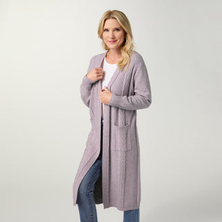 Heavenly-Luxe Cable Knit Duster Cardigan - Lavender Heather