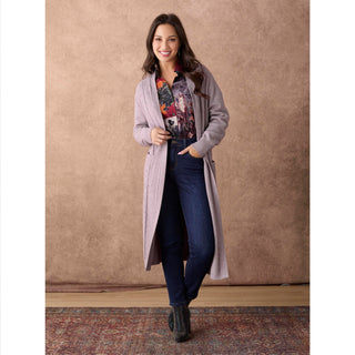 Heavenly-Luxe Cable Knit Duster Cardigan - Lavender Heather