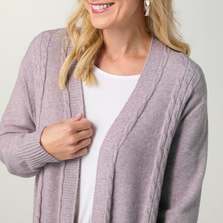 Heavenly-Luxe Cable Knit Duster Cardigan - Lavender Heather