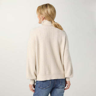 Heavenly-Luxe Textured Knit Turtleneck Sweater - Oatmeal