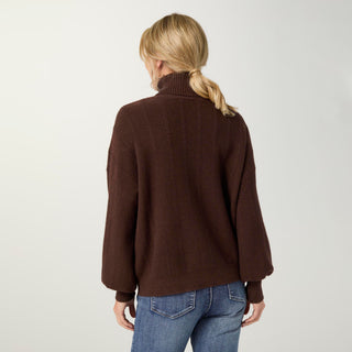 Heavenly-Luxe Textured Knit Turtleneck Sweater - Espresso