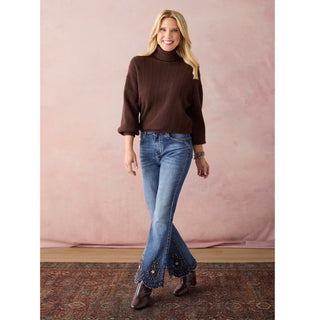 Heavenly-Luxe Textured Knit Turtleneck Sweater - Espresso