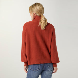 Heavenly-Luxe Textured Knit Turtleneck Sweater - Spice