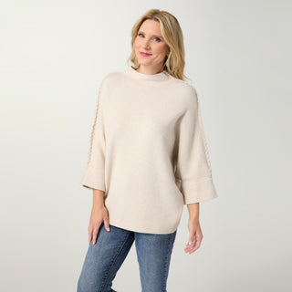 Heavenly-Luxe Stitch Detail Funnel Neck Sweater - Oatmeal