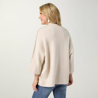 Heavenly-Luxe Stitch Detail Funnel Neck Sweater - Oatmeal