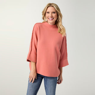 Heavenly-Luxe Stitch Detail Funnel Neck Sweater - Autumn Orange