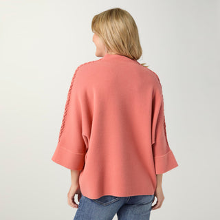 Heavenly-Luxe Stitch Detail Funnel Neck Sweater - Autumn Orange