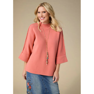 Heavenly-Luxe Stitch Detail Funnel Neck Sweater - Autumn Orange