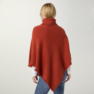 Heavenly-Luxe Cable Knit Turtleneck Poncho - Spice
